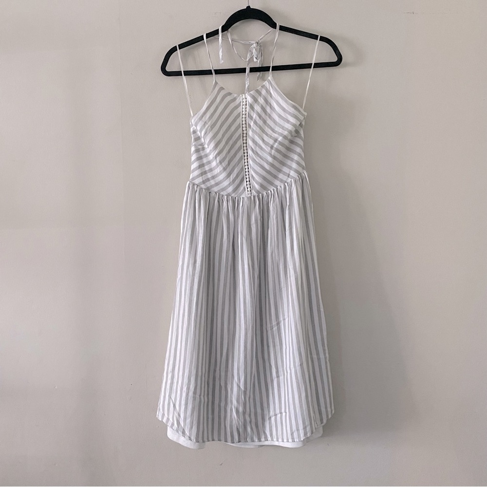 Elegant White Striped Dress